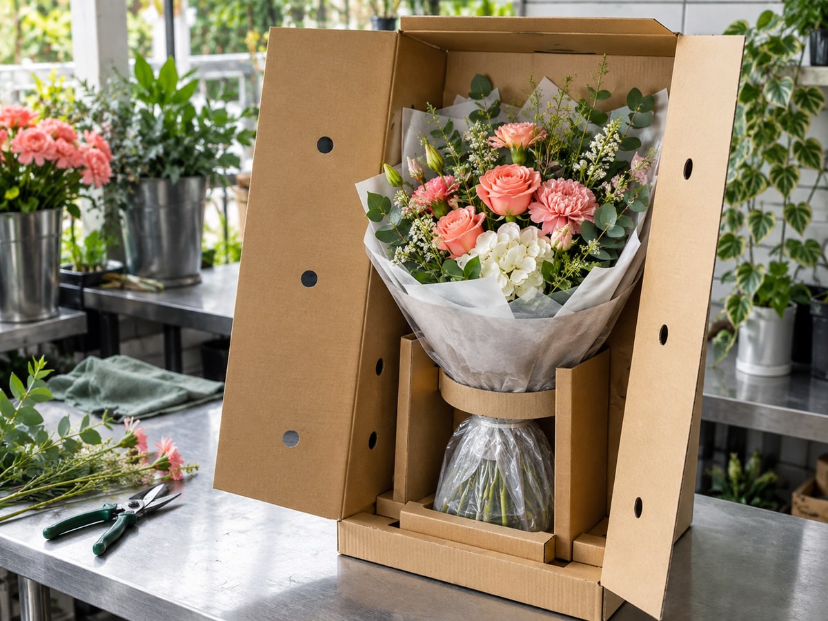 Fresh bouquet packed securely for flower delivery in Singapore
