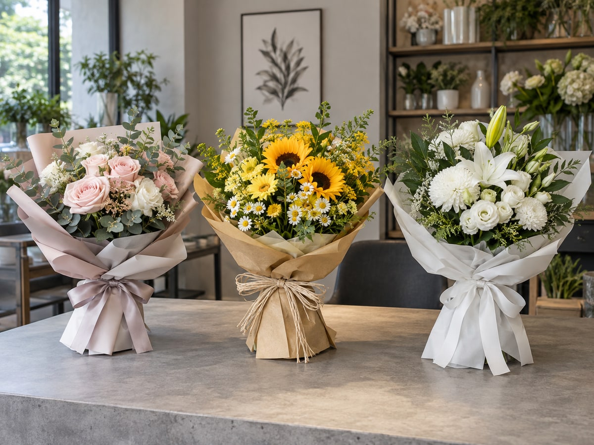 Formal casual and respectful bouquets compared for Singapore flower etiquette