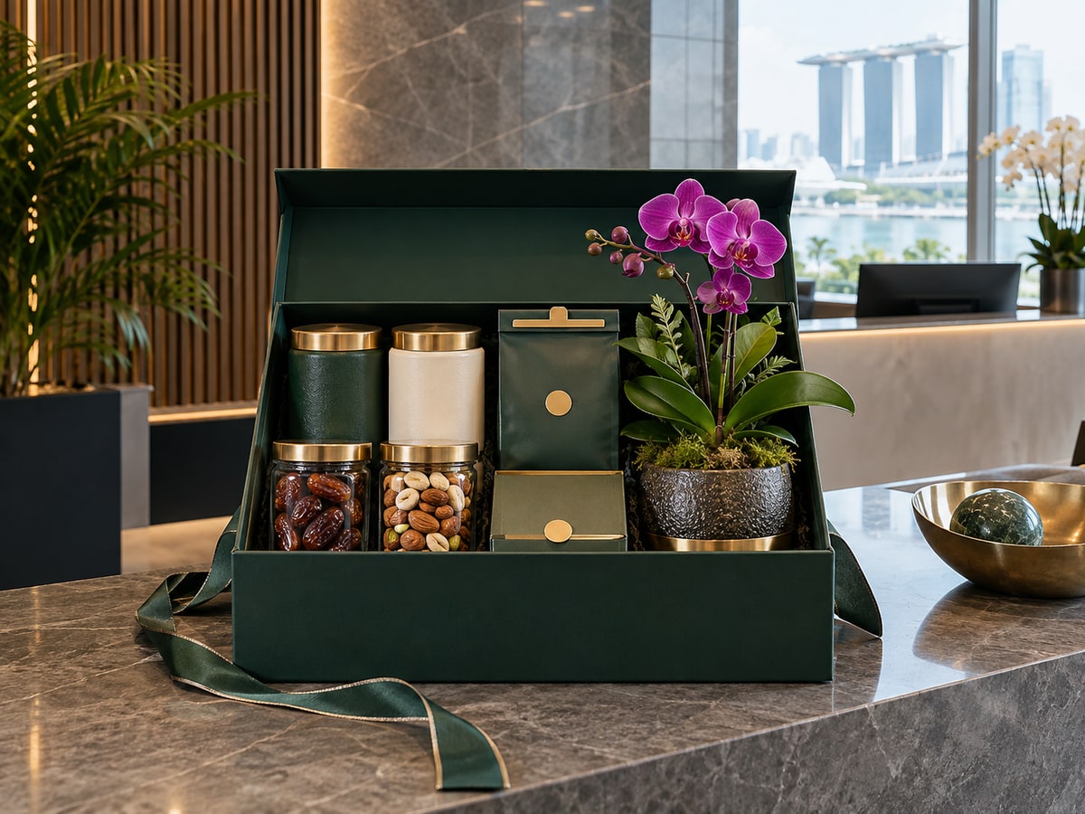 Tea coffee dates and orchid corporate hamper in Singapore